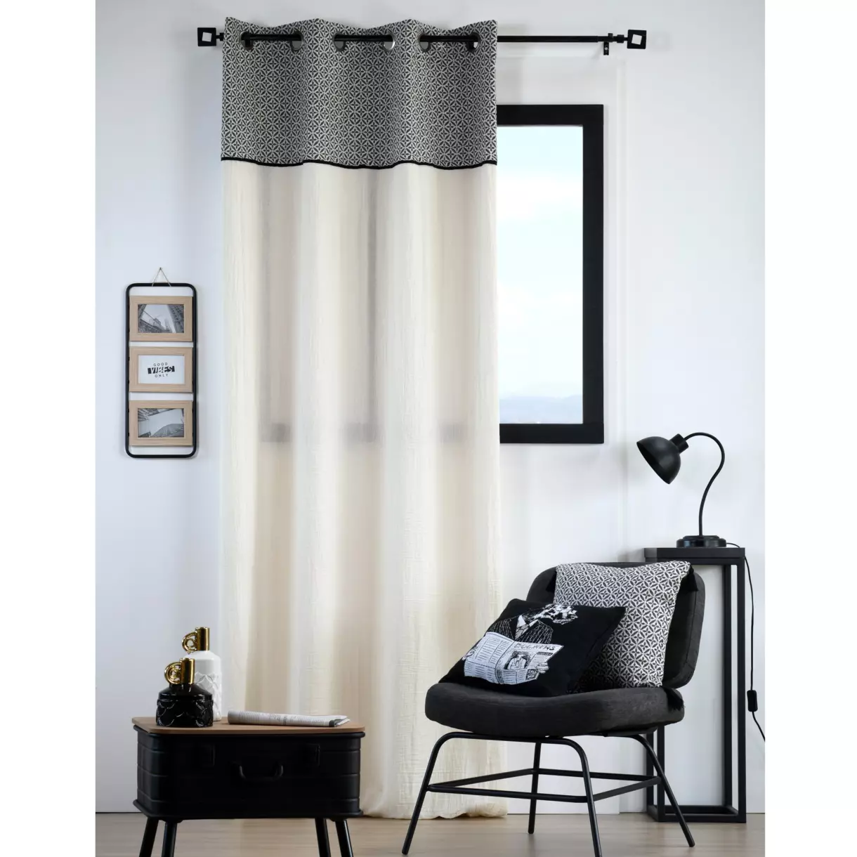 Cortina en algodón (140 x 260 cm) Princeton Gris pizarra