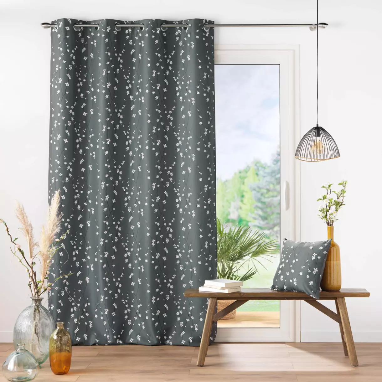 Rideau (140 x 260 cm) Sakura Gris anthracite