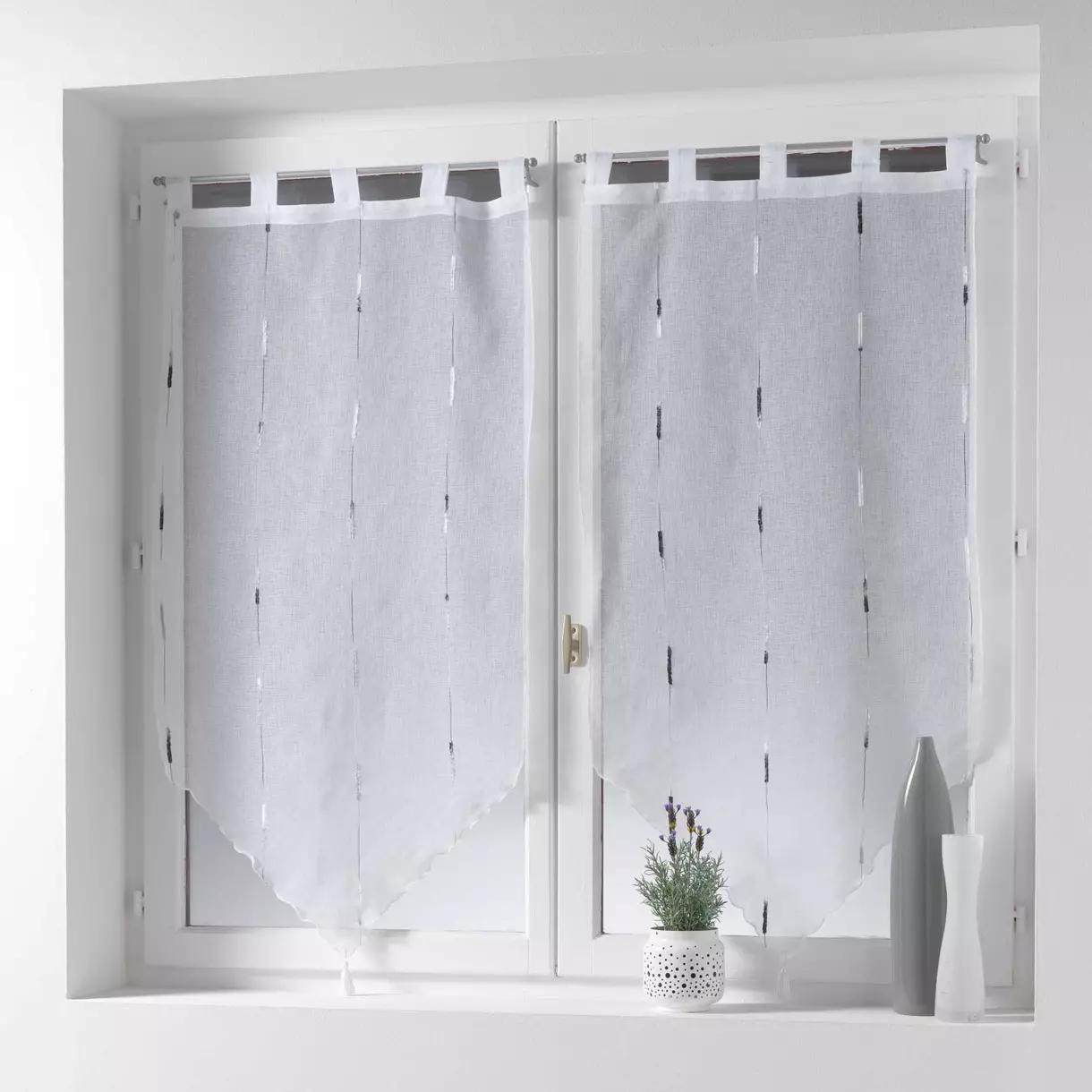 Set van 2 vitrages (90 x 90 cm) Chenilla Grijs 1