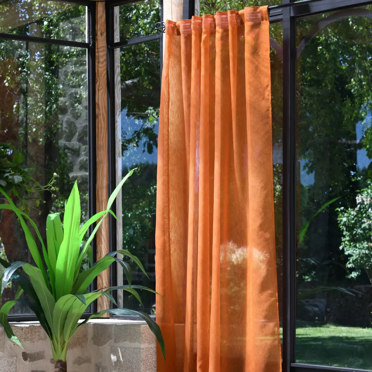 Visillo con cinta fruncidora  (140 x 260 cm) Derby Marrón cognac 1