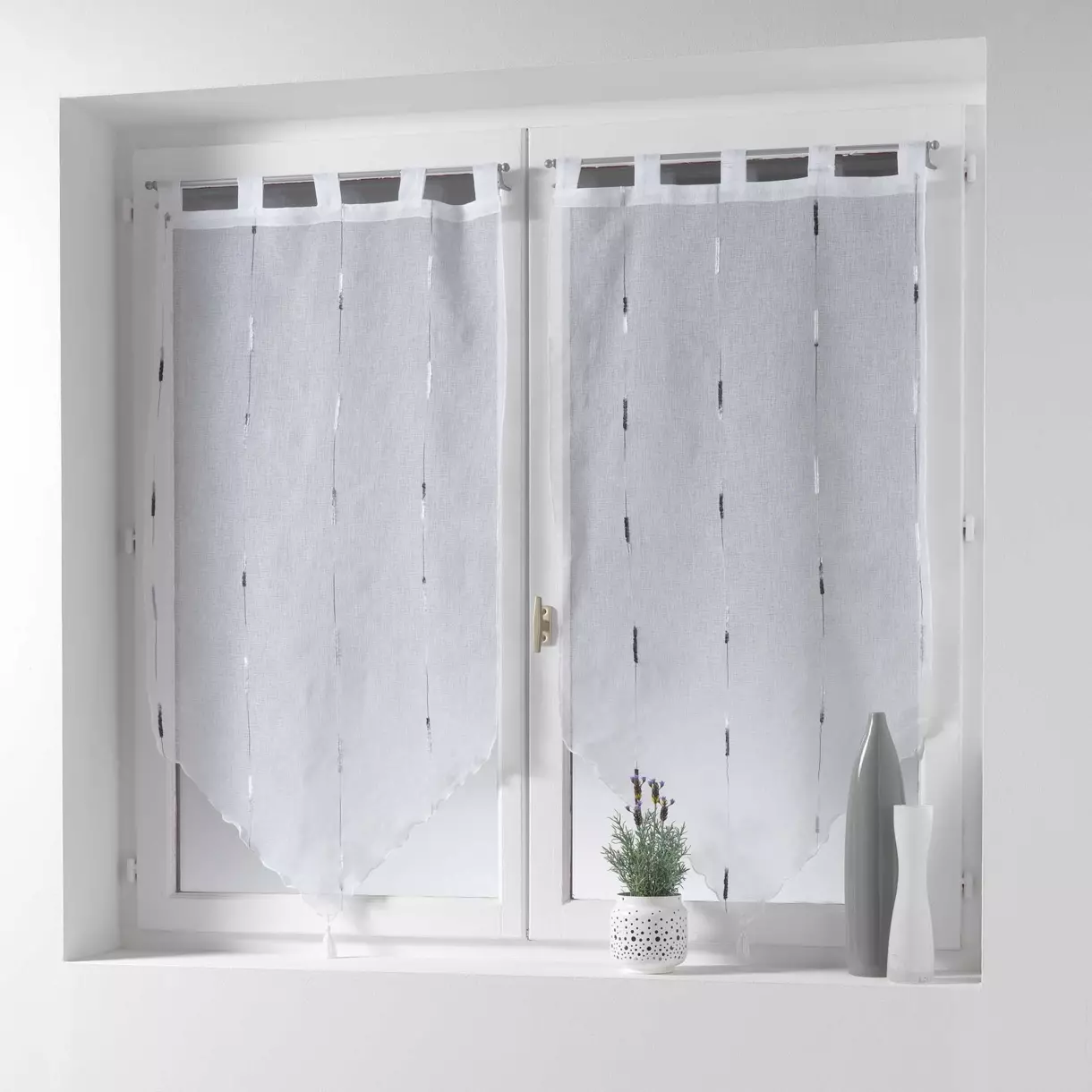 Par de visillos (60 x 120 cm) Chenilla Gris 1