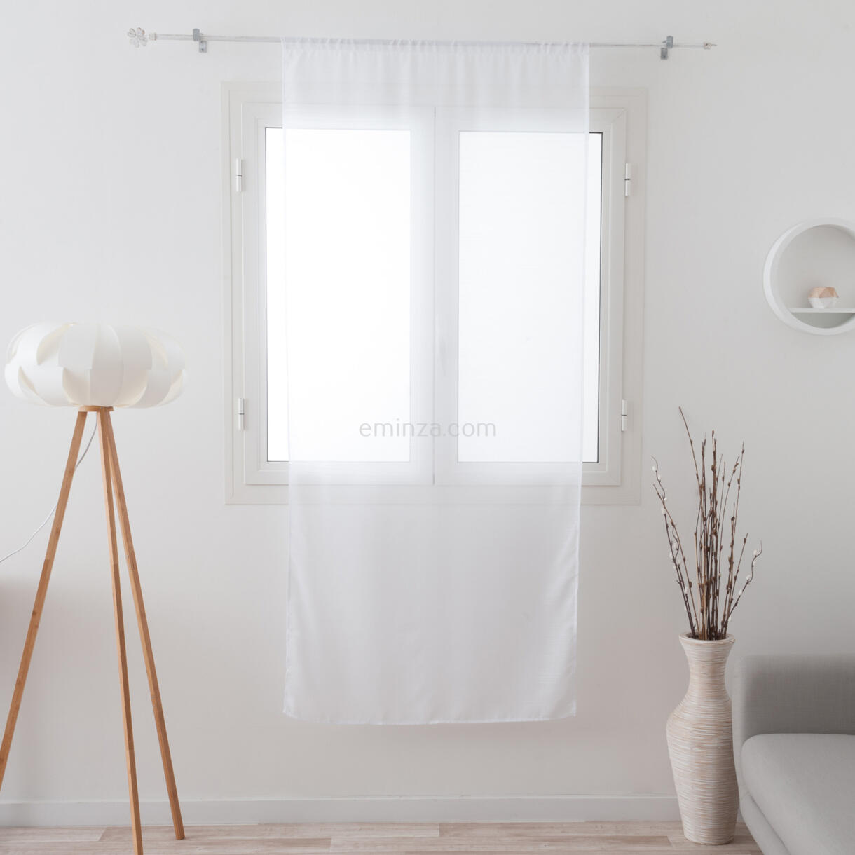 Visillo para ventana (90 x 200 cm) Etamine Blanco escarchado 1