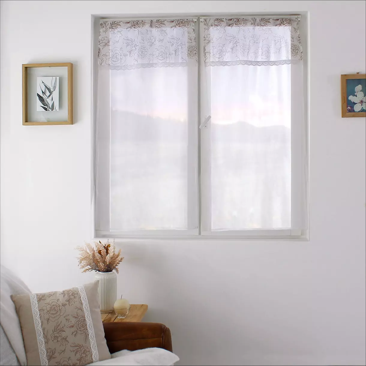 Vitrage set (60 x 90 cm) Rosa Beige 1