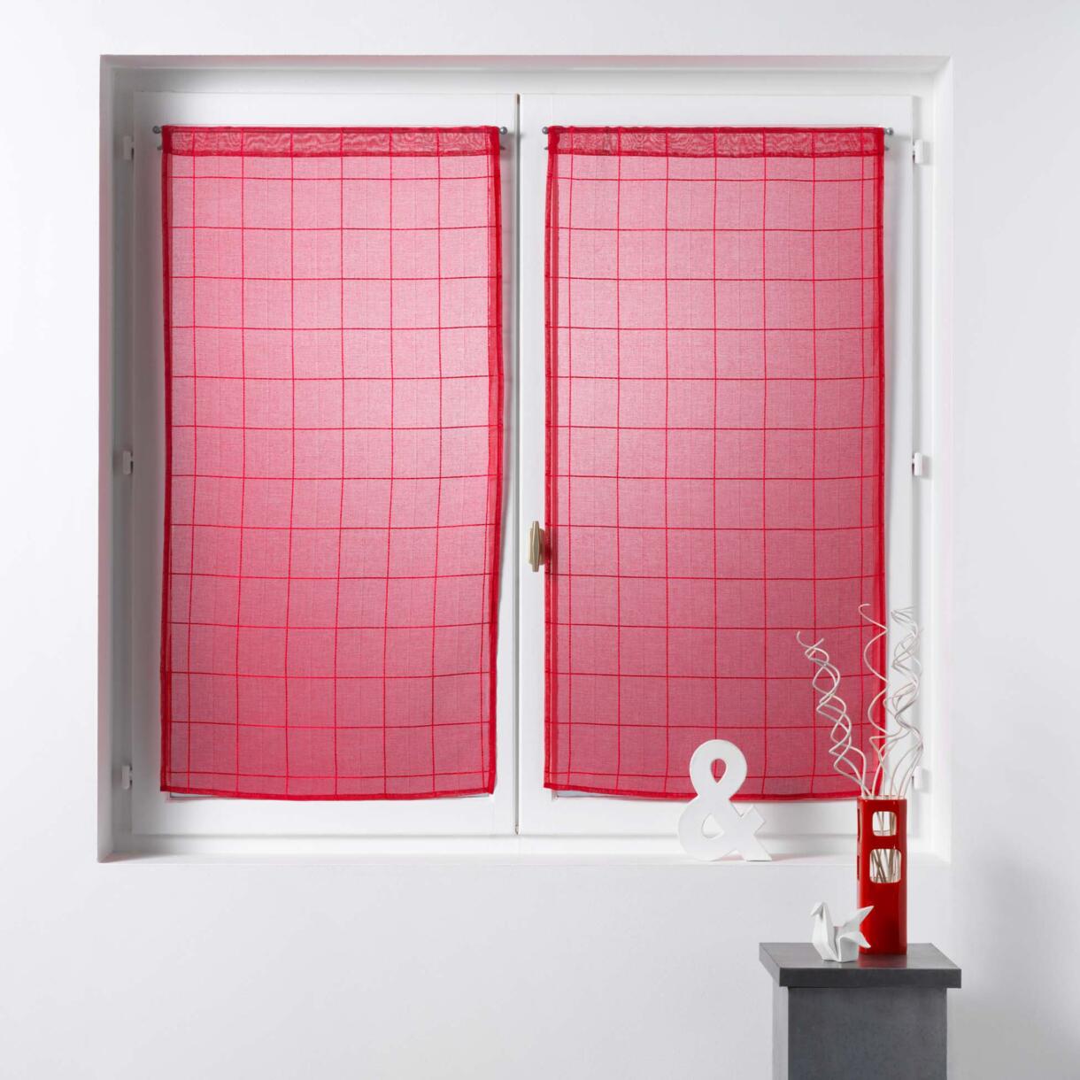 Coppia di tende trasparenti (60 x 160 cm) Eulalie Rosso 1