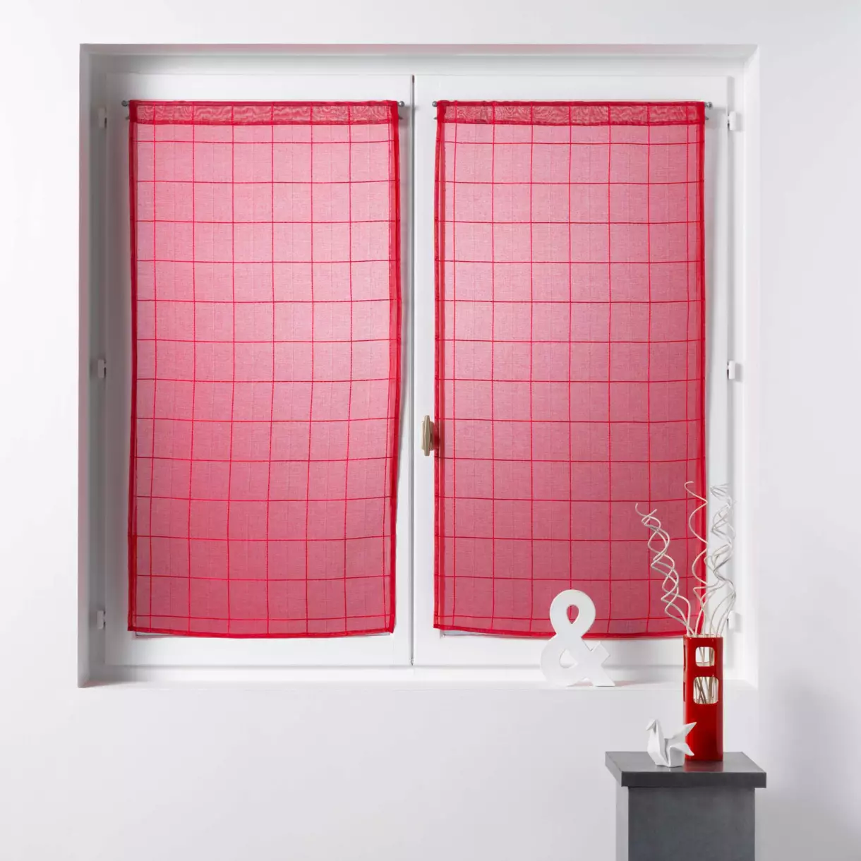 Paire de voilages (60 x 160 cm) Eulalie Rouge 1