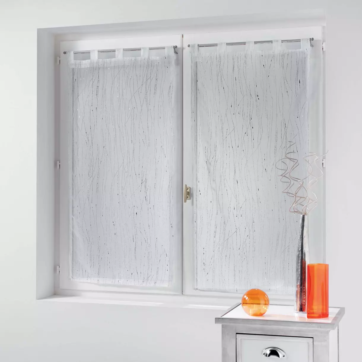 Par de visillos (45 x 90 cm) Filiane Blanco 1
