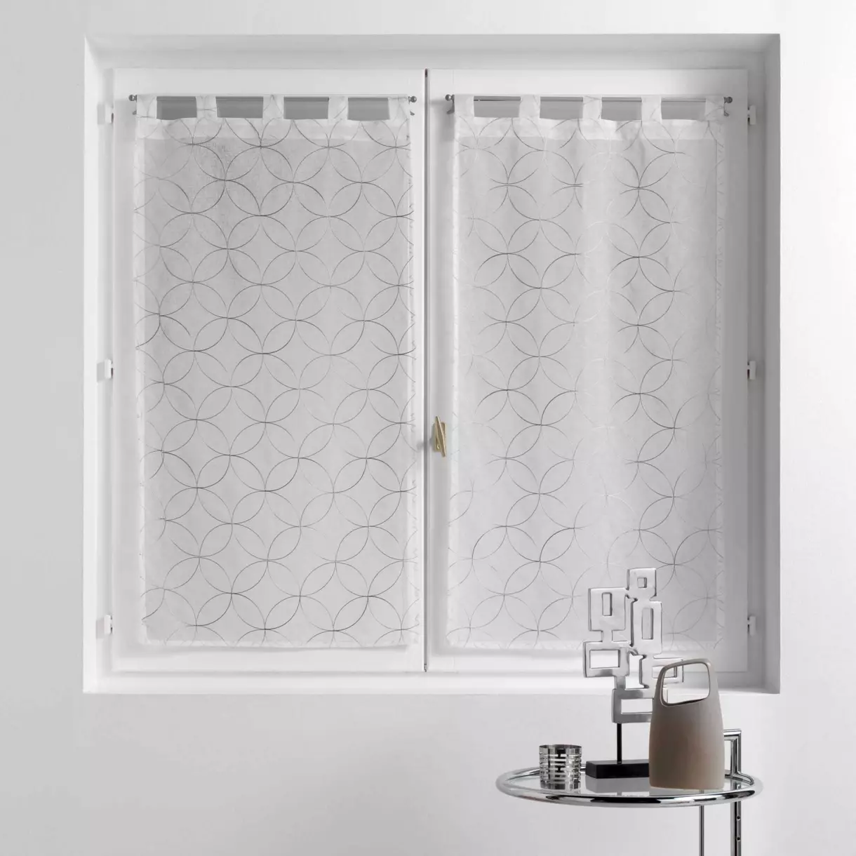 Par de visillos (60 x 120 cm) Olympia Gris 1