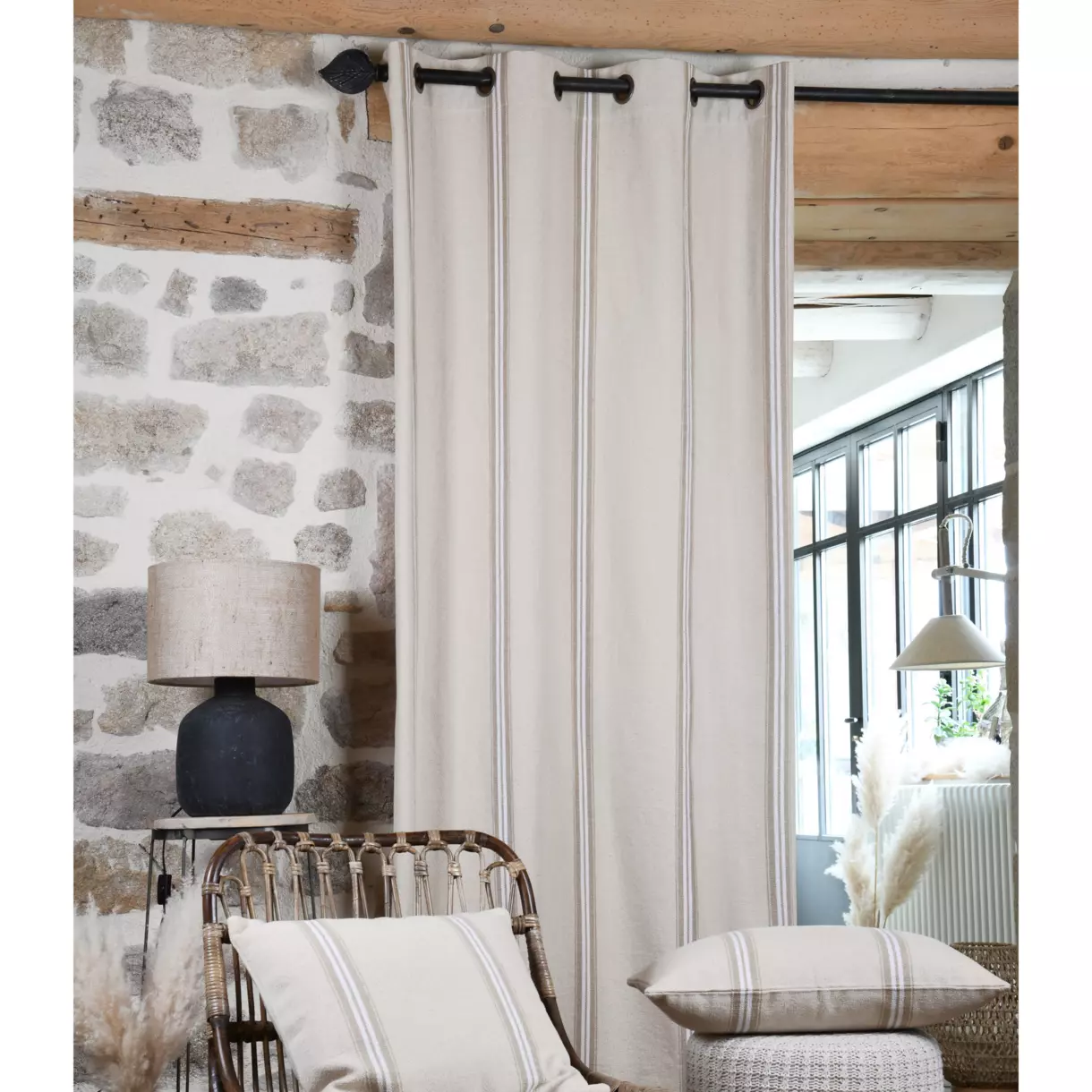 Rideau coton (135 x 260 cm) Montauban Blanc 1