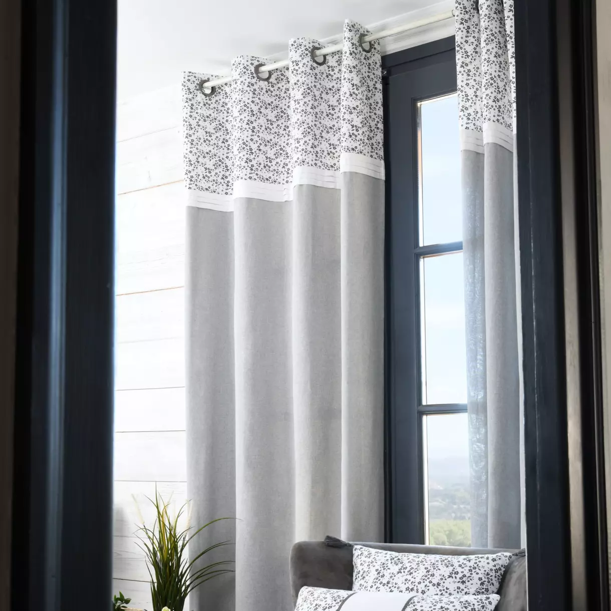 Cortina semi-opaca(140 x 260 cm) Ombeline Gris 1