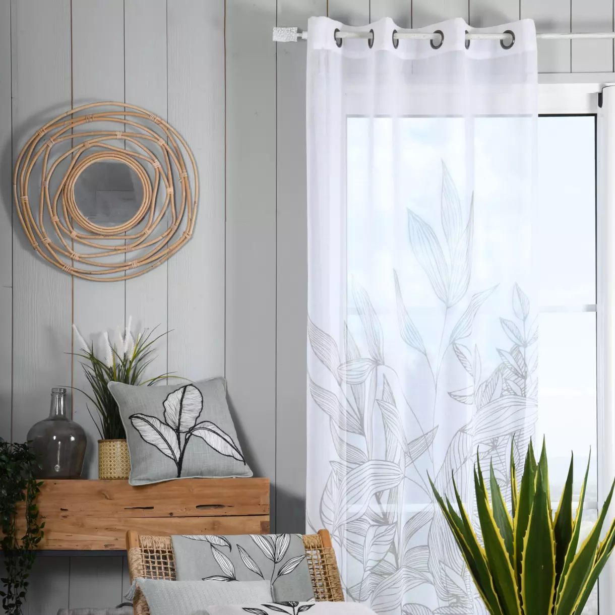 Voilage (140 x 260 cm) Japandi Gris 1