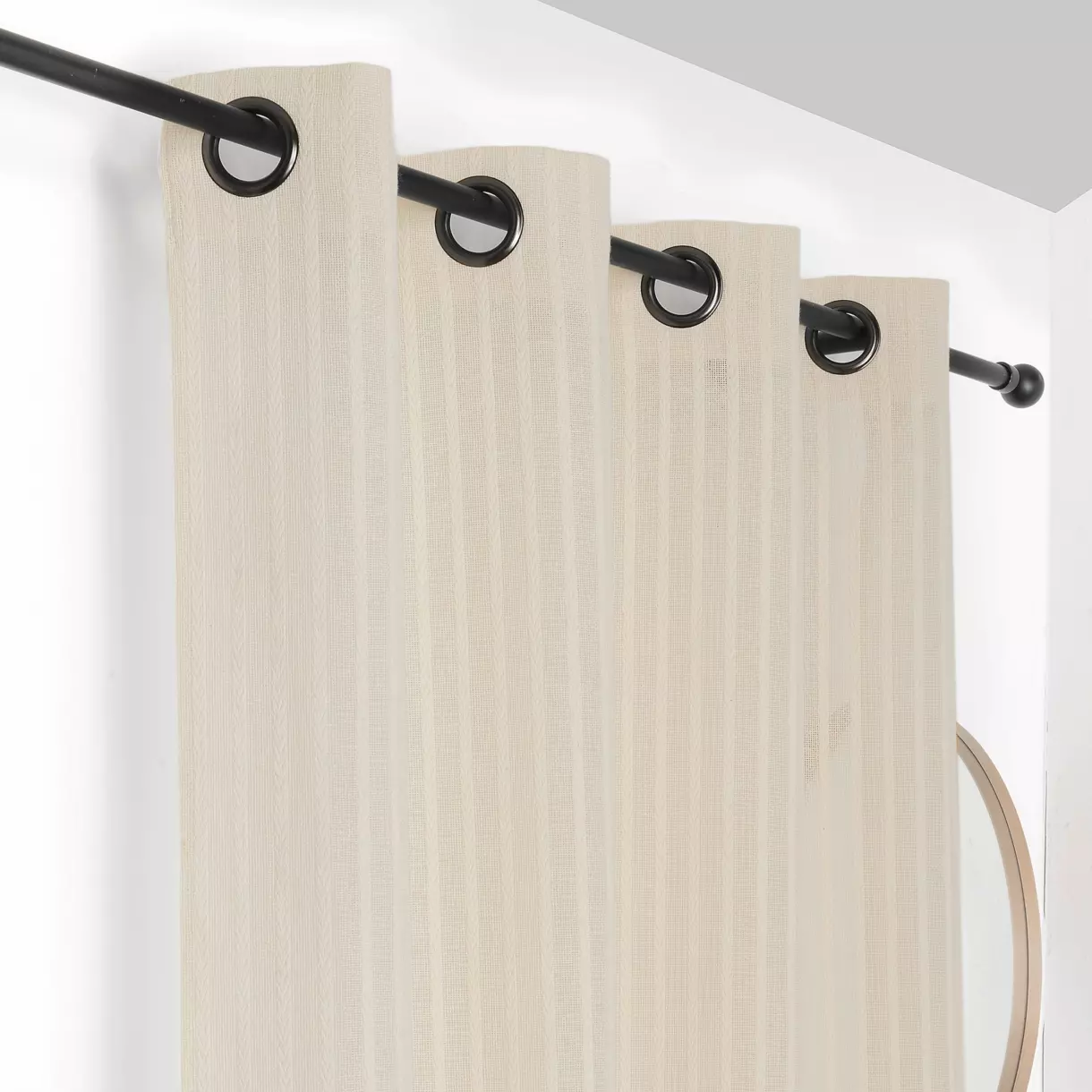 Visillo en algodón (140 x 275 cm) Tresse Blanco roto
