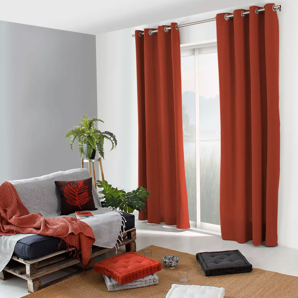 Rideau coton recyclé (135 x 240 cm) Dune Terre cuite 1