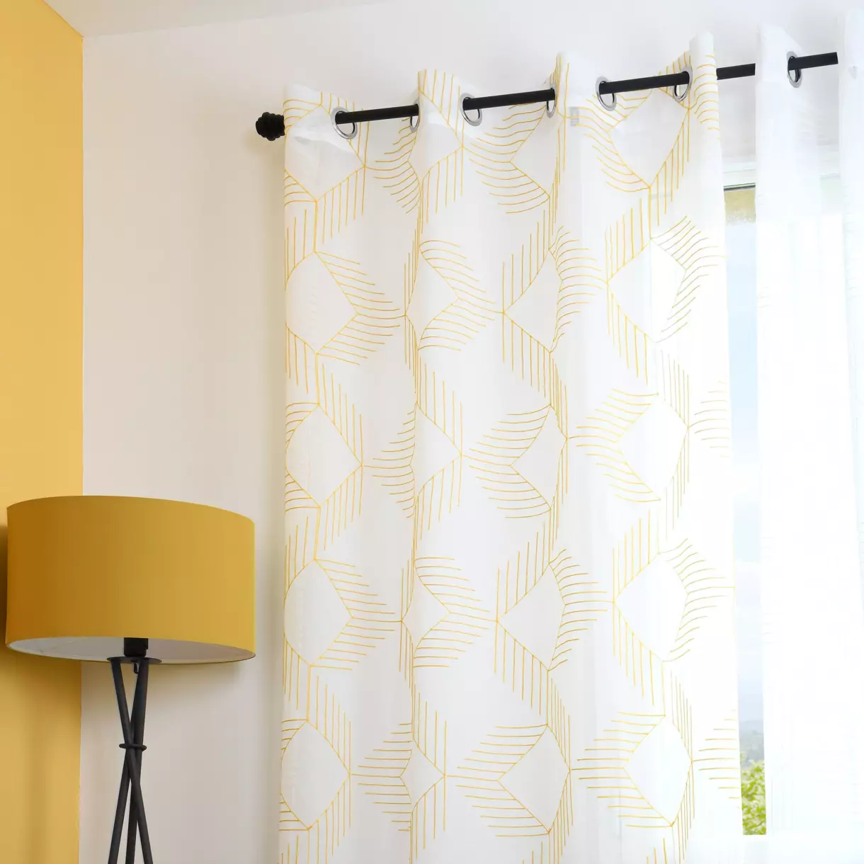 Voilage (140 x 260 cm) Quadro Jaune moutarde 1
