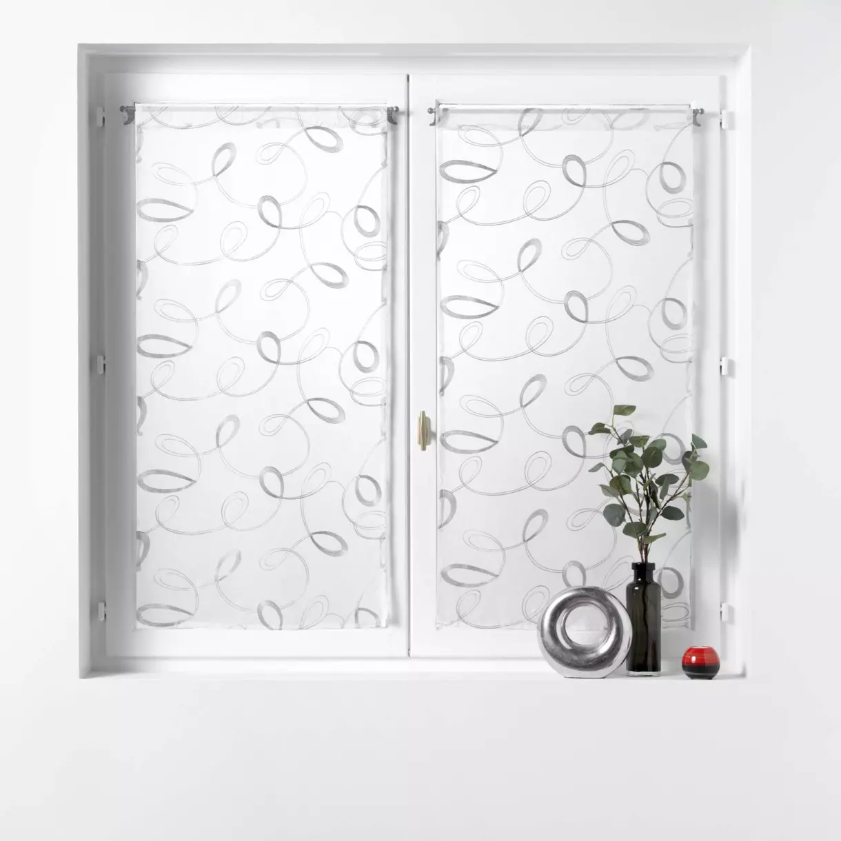 Set van 2 vitrages (60 x 120 cm) Hoops Grijs 1