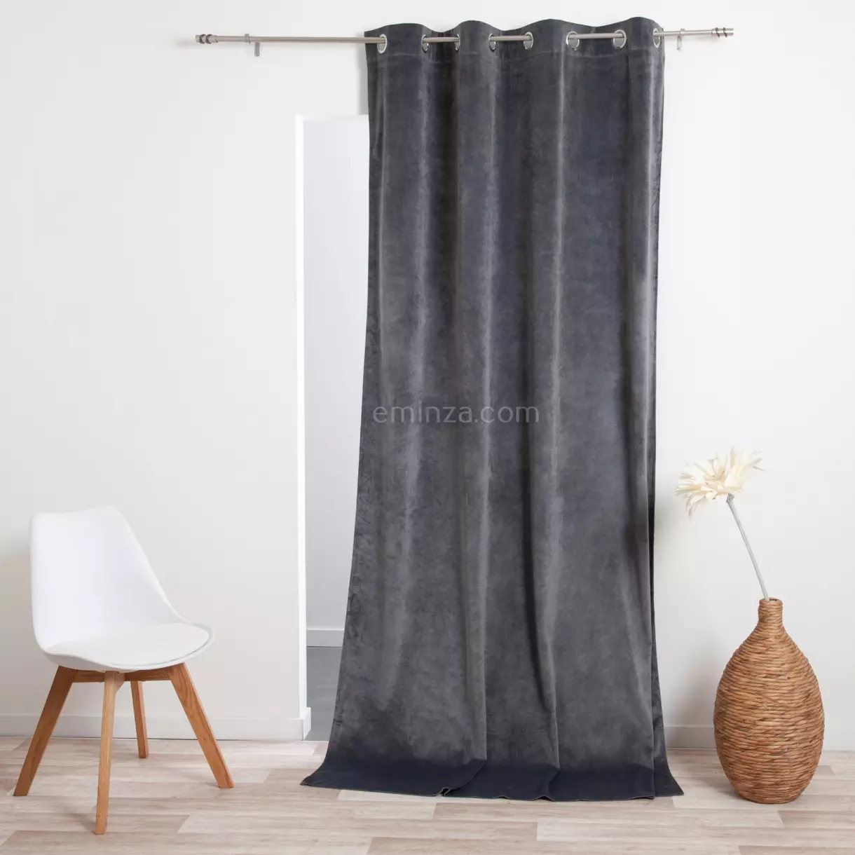 Rideau (140 X 260 cm) Velours Gris foncé 1