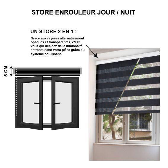 Store enrouleur Jour / Nuit (45 x 180 cm) Noir 7