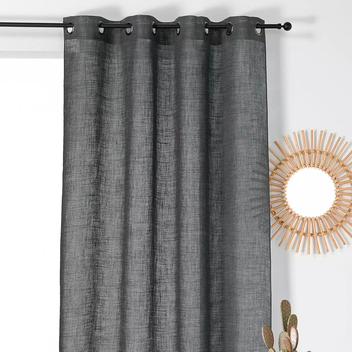 Rideau lin (145 x 260 cm) Lucia Gris anthracite 1