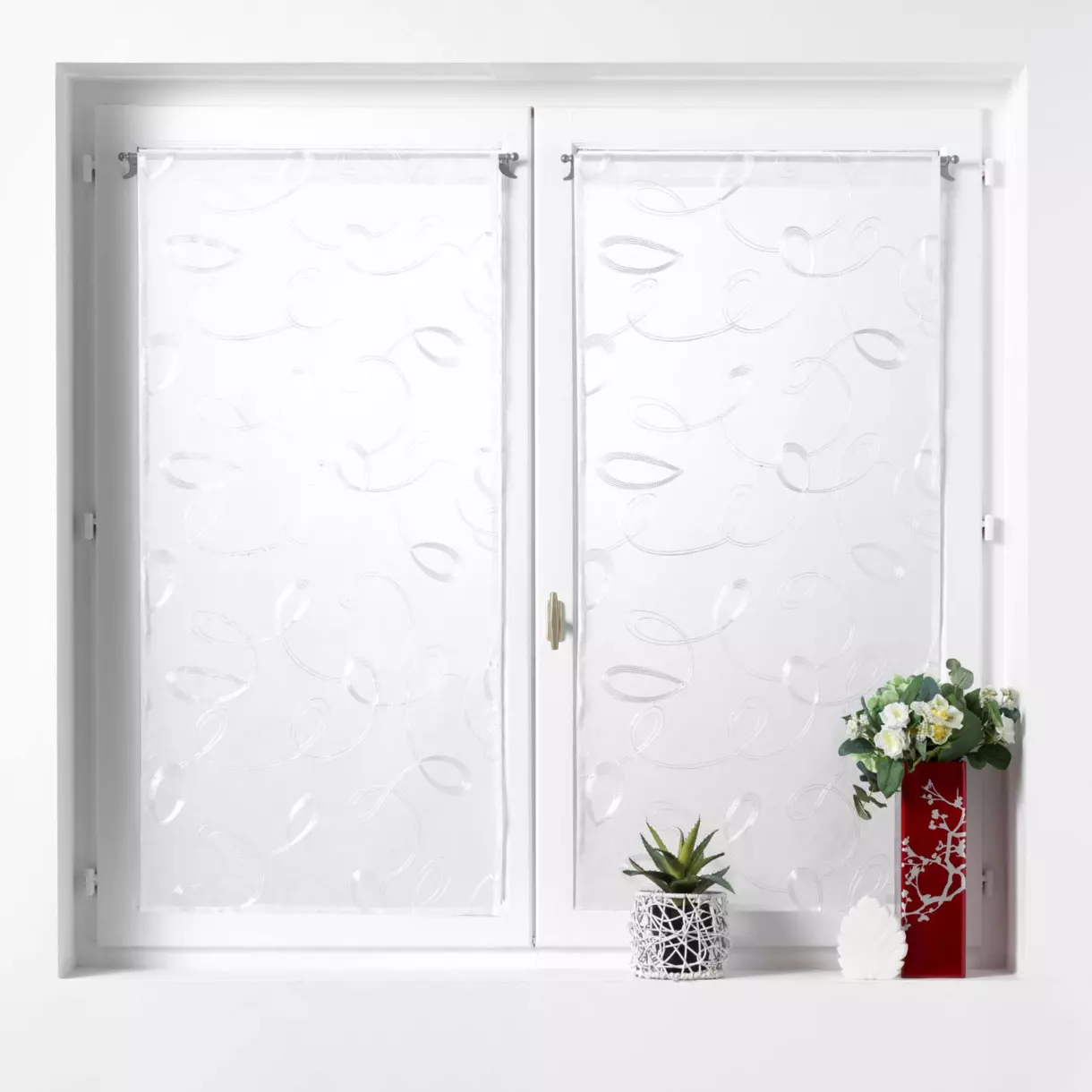 Paire de voilages (60 x 160 cm) Hoops Blanc 1