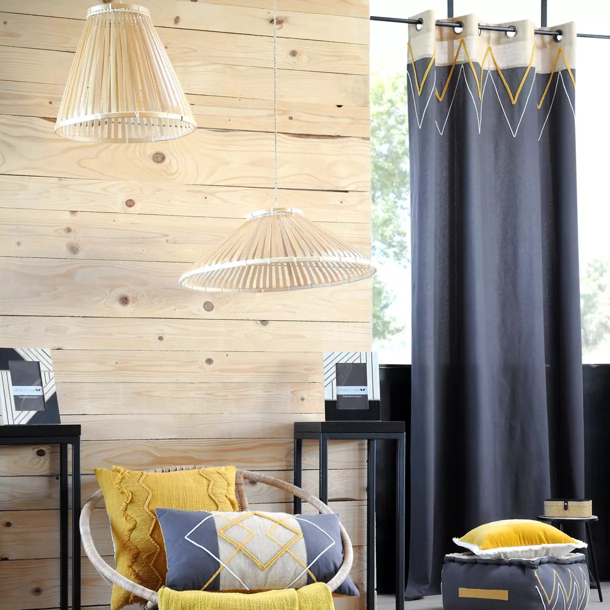 Rideau coton (140 x 260 cm) Alabama Gris anthracite 1