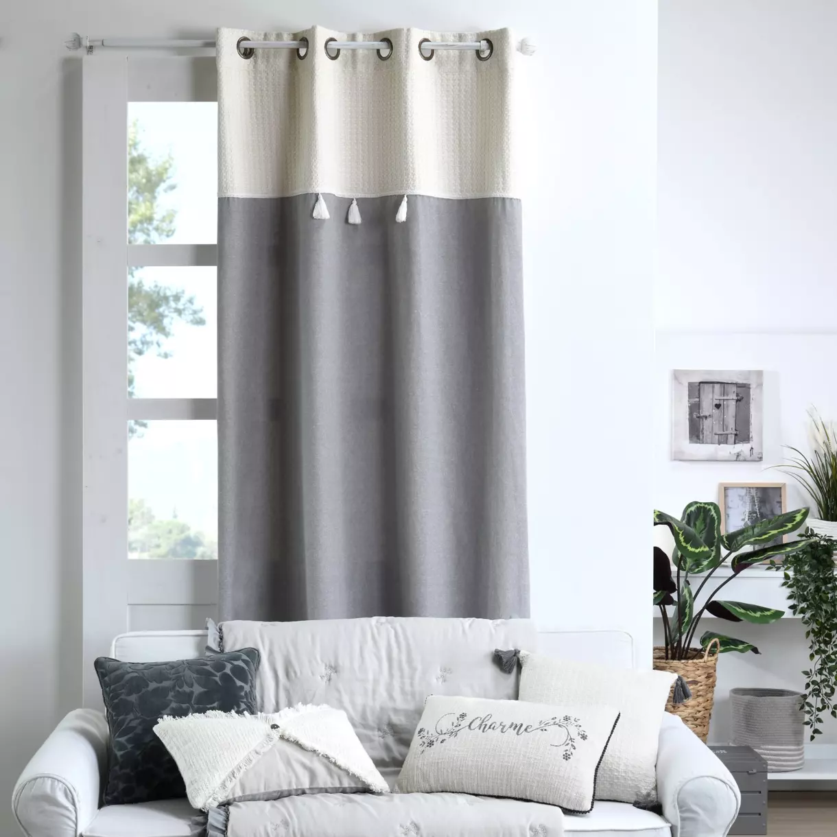 Rideau coton (140 X 260 cm) Clémence Gris 1