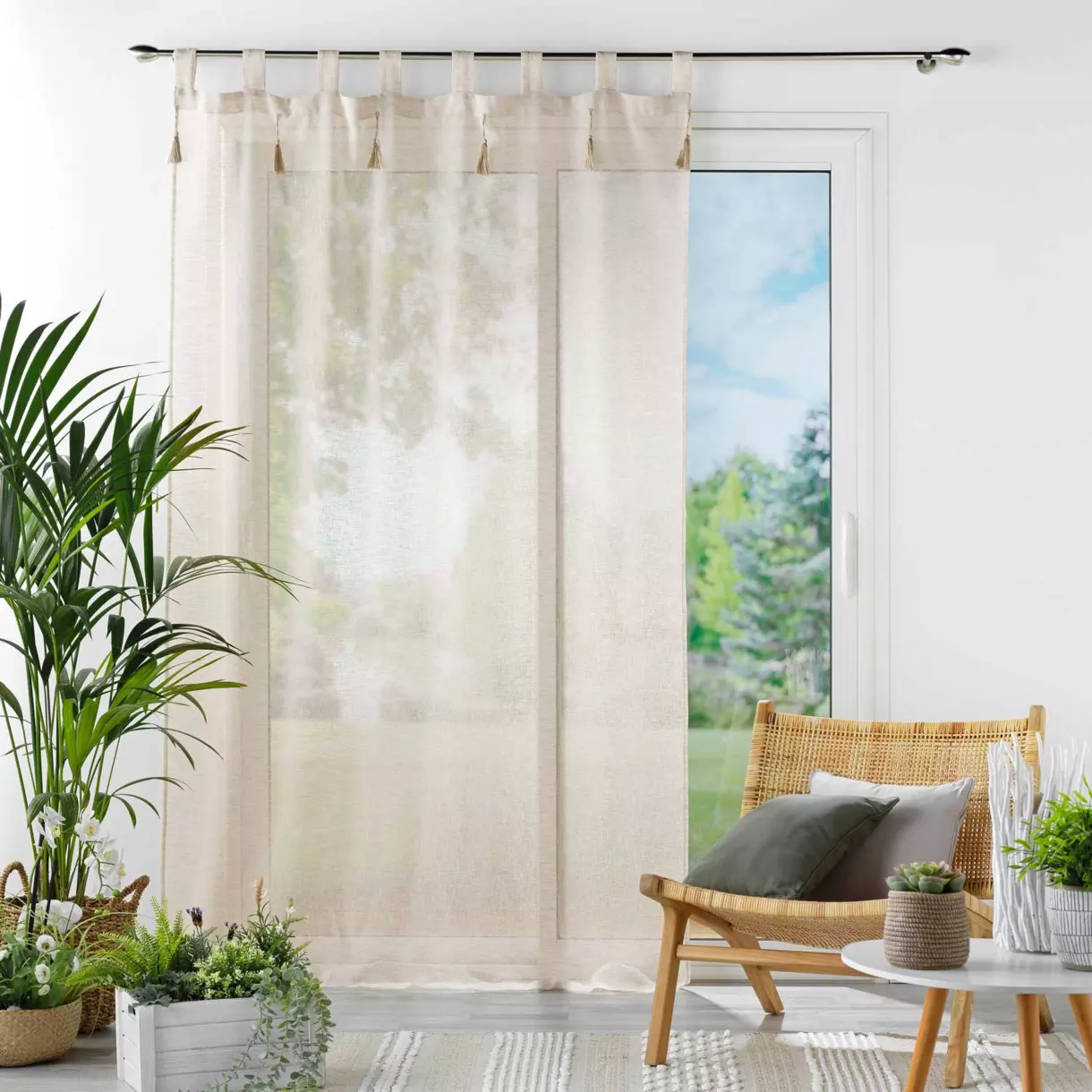 Visillo con trabillas (140 x 240 cm) Dalila Crudo 1