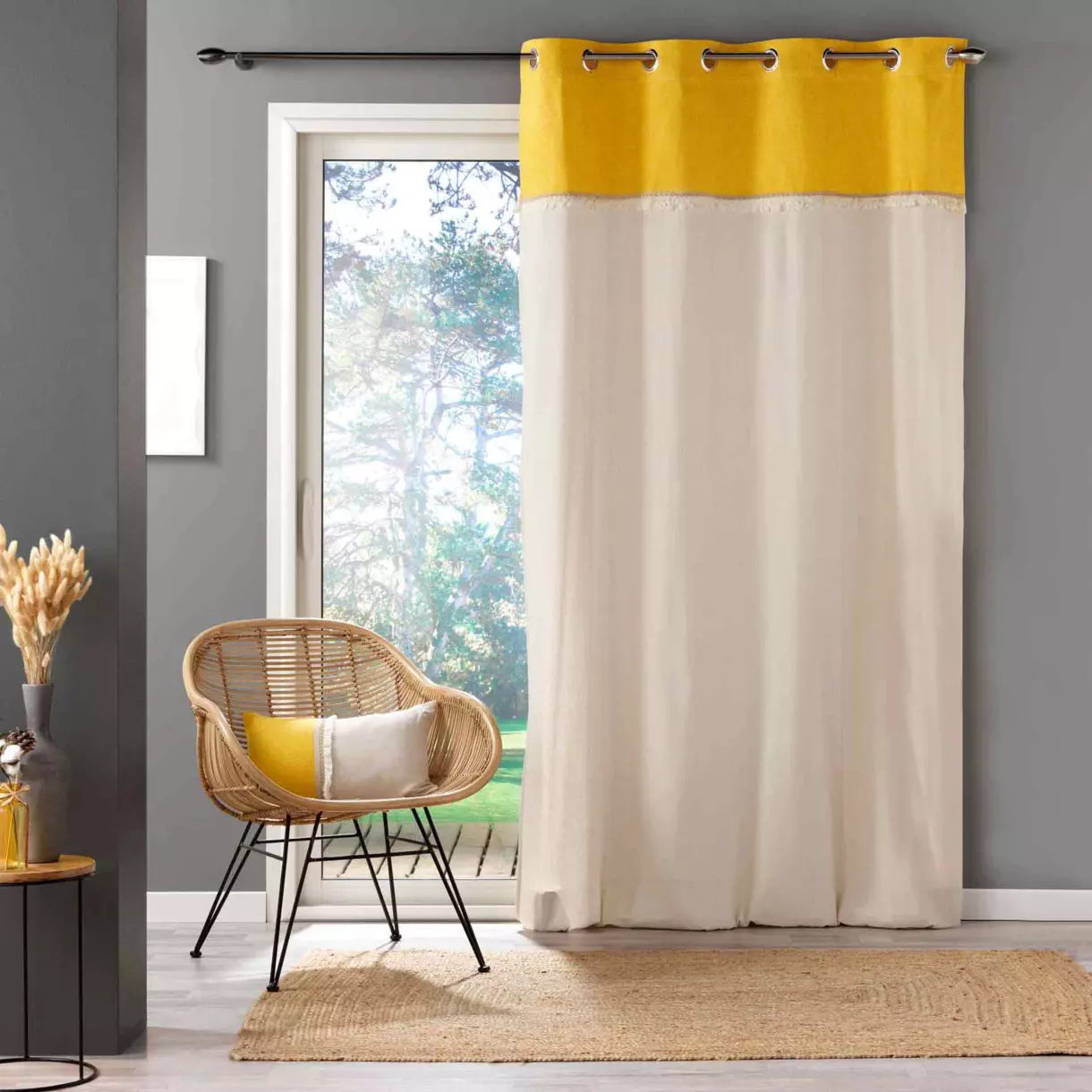 Rideau coton (140 x 240 cm) Cancun Jaune 1