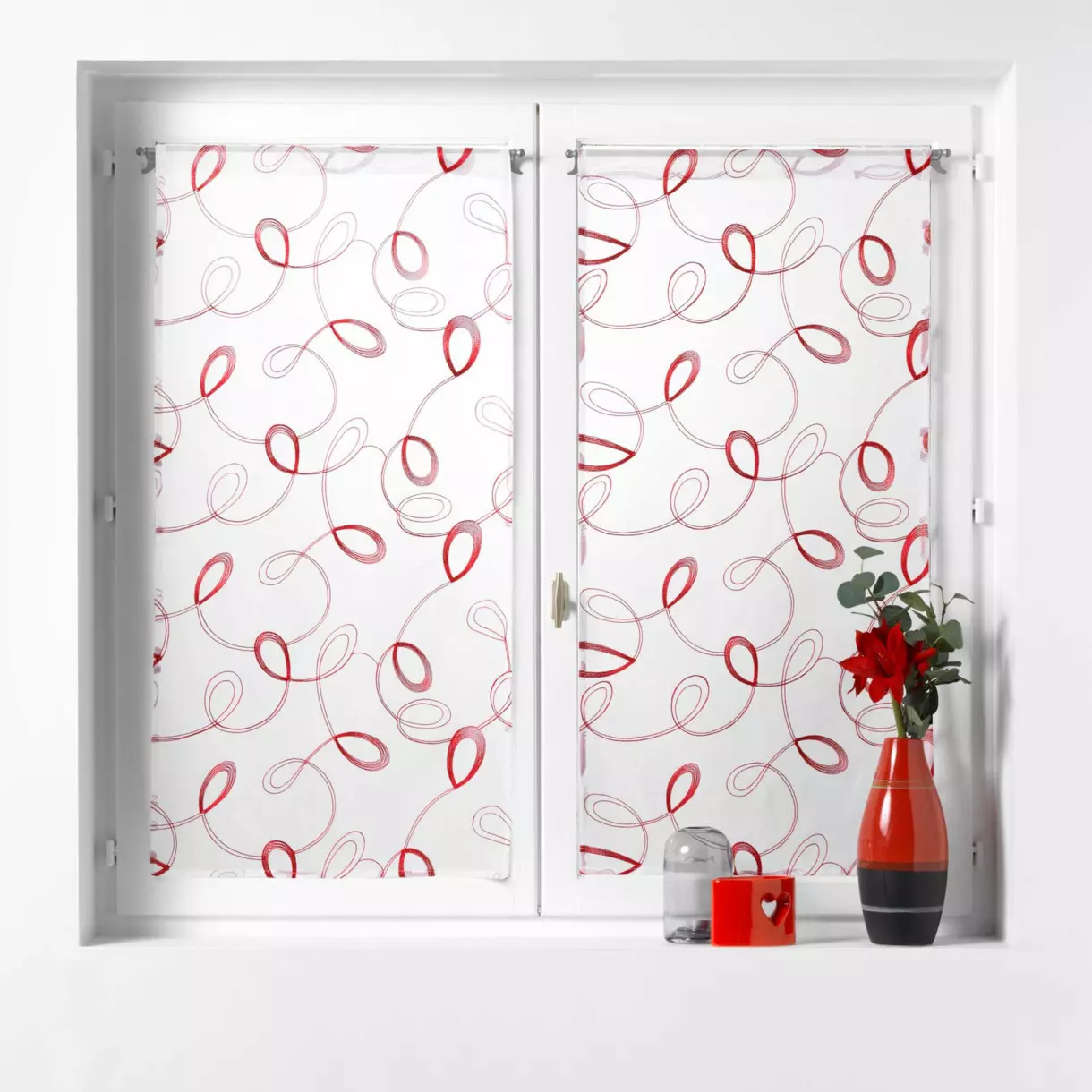 Paire de voilages (60 x 160 cm) Hoops Rouge 1