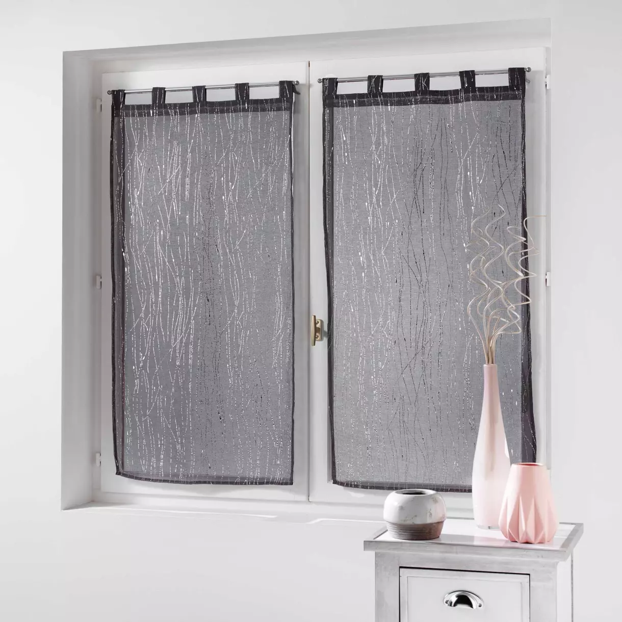Par de visillos (90 x 120 cm) Filiane Gris antracita 1