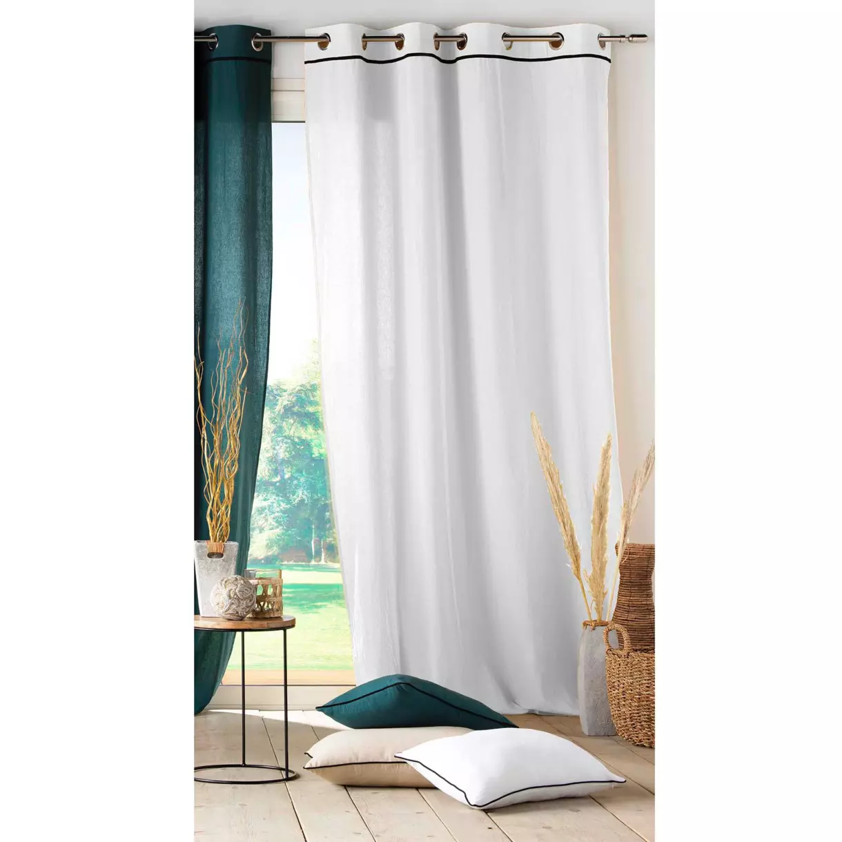 Rideau coton lavé (135 x 240 cm) Linette Blanc 1