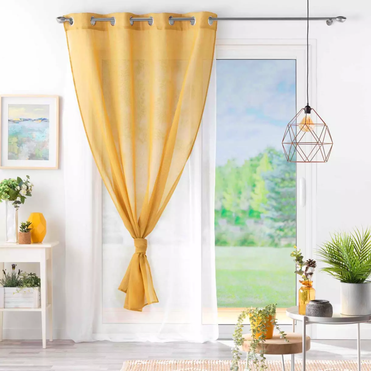 Voilage (140 x 240 cm) Duetto Jaune miel et Blanc 1