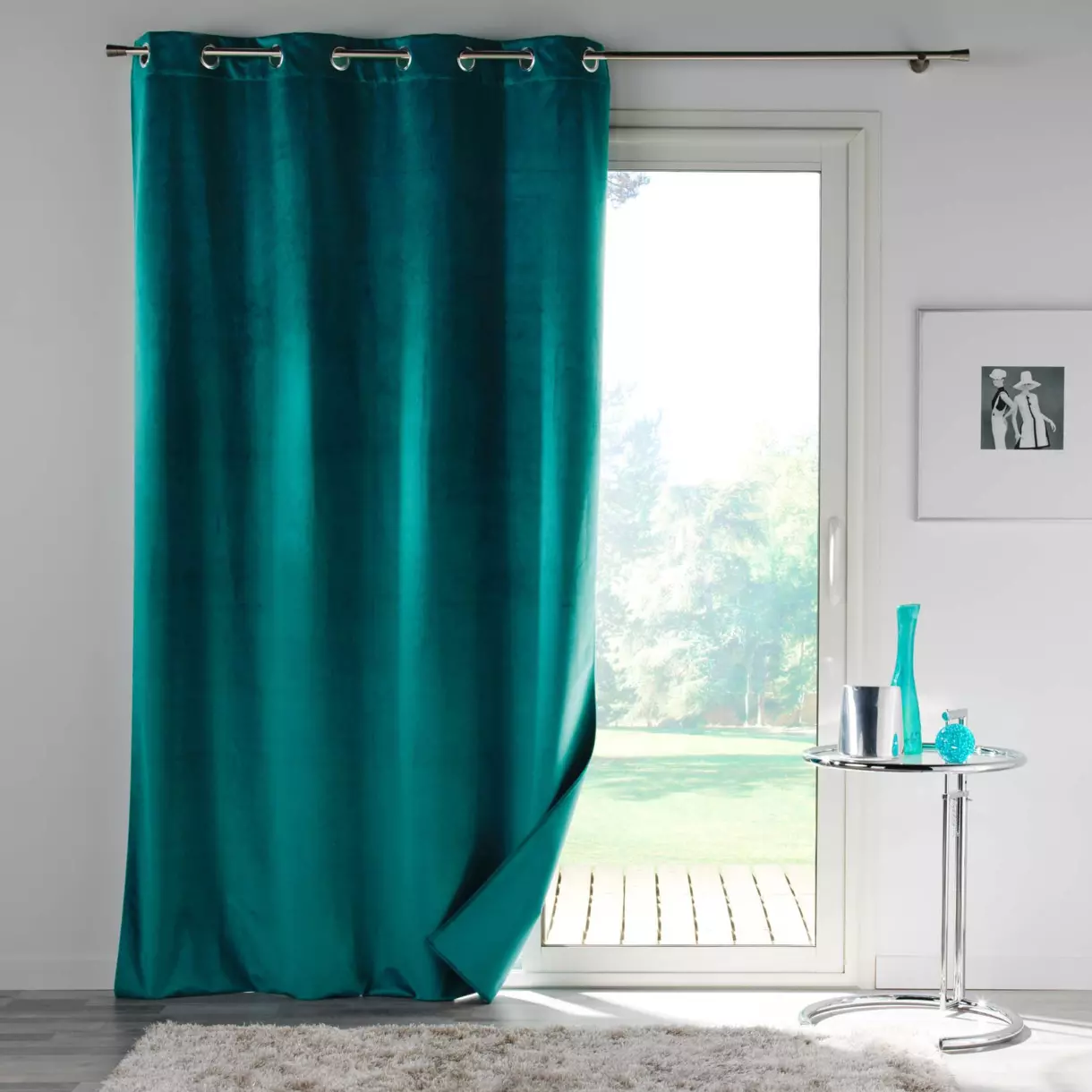 Rideau occultant (135 x 260 cm) Velounight Vert émeraude 1