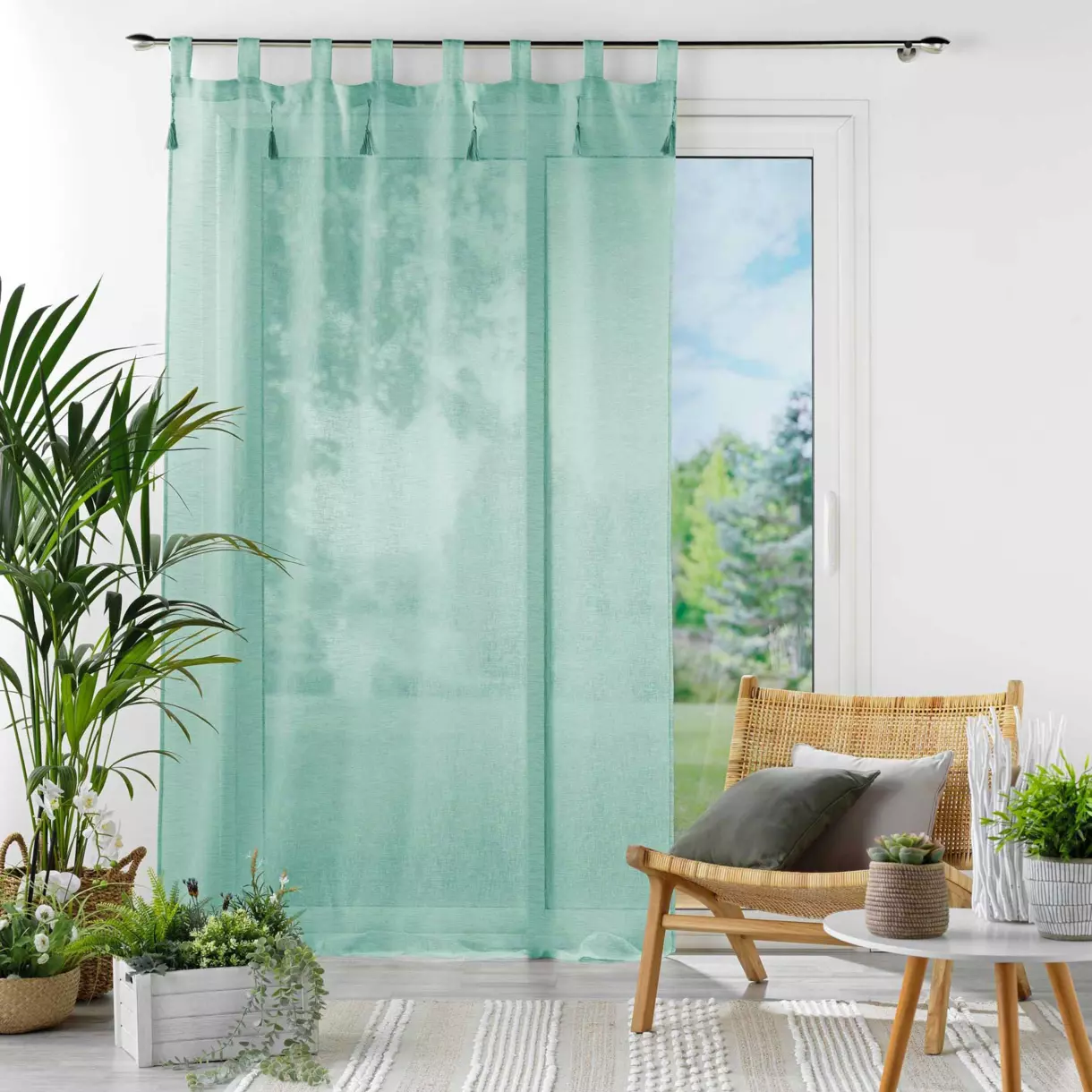 Visillo con trabillas (140 x 240 cm) Dalila Verde salvia 1