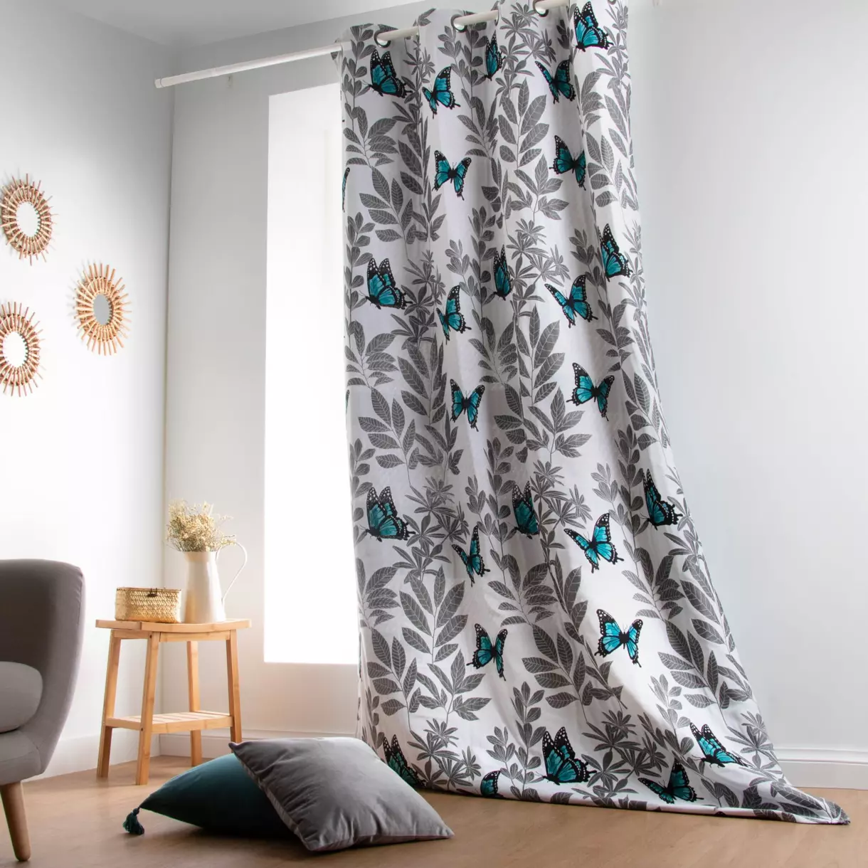 Cortina semi-opaca (140 x 270 cm) Mariposa Azul 1