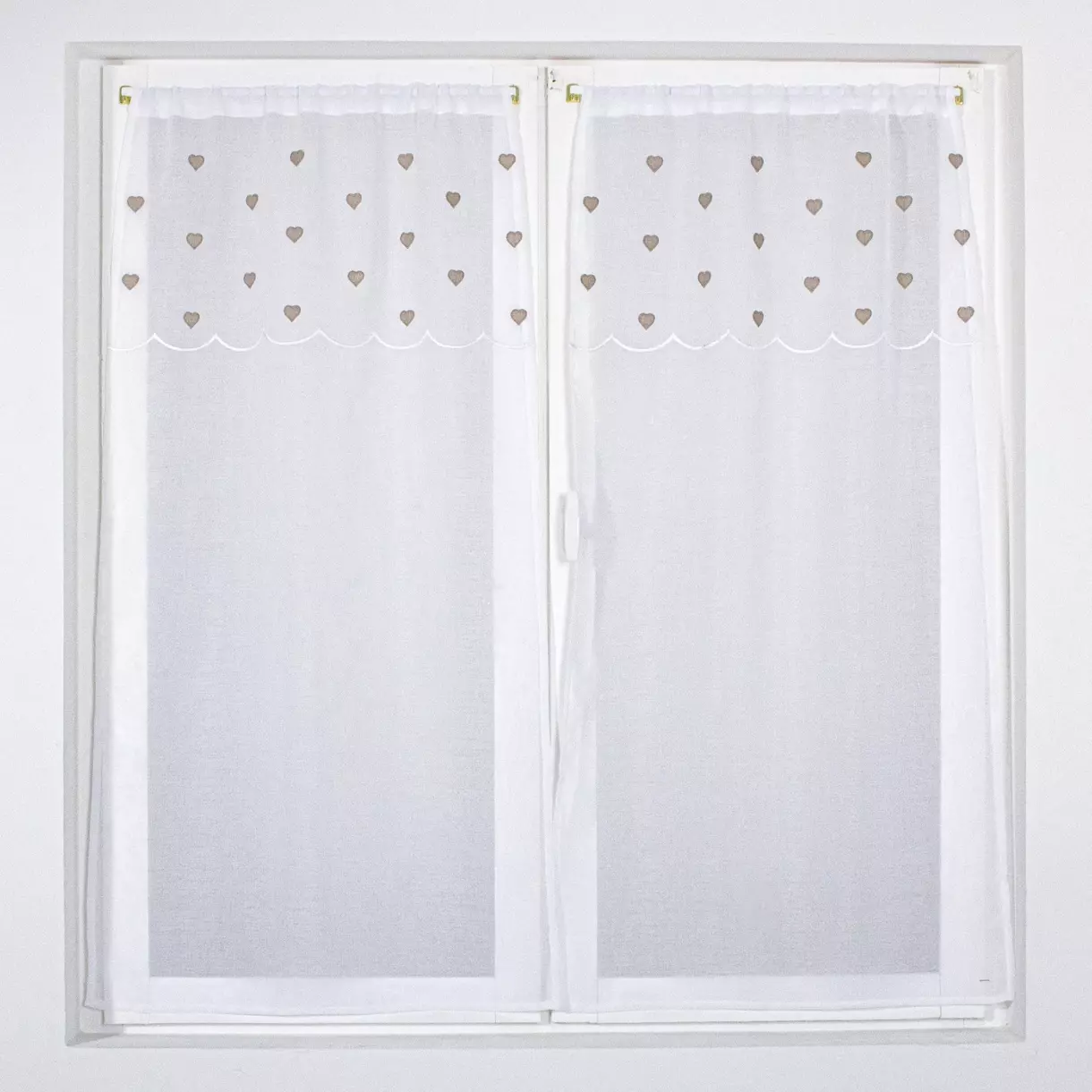 Paire de voilages (60 x 90 cm) Cœurs Beige 1