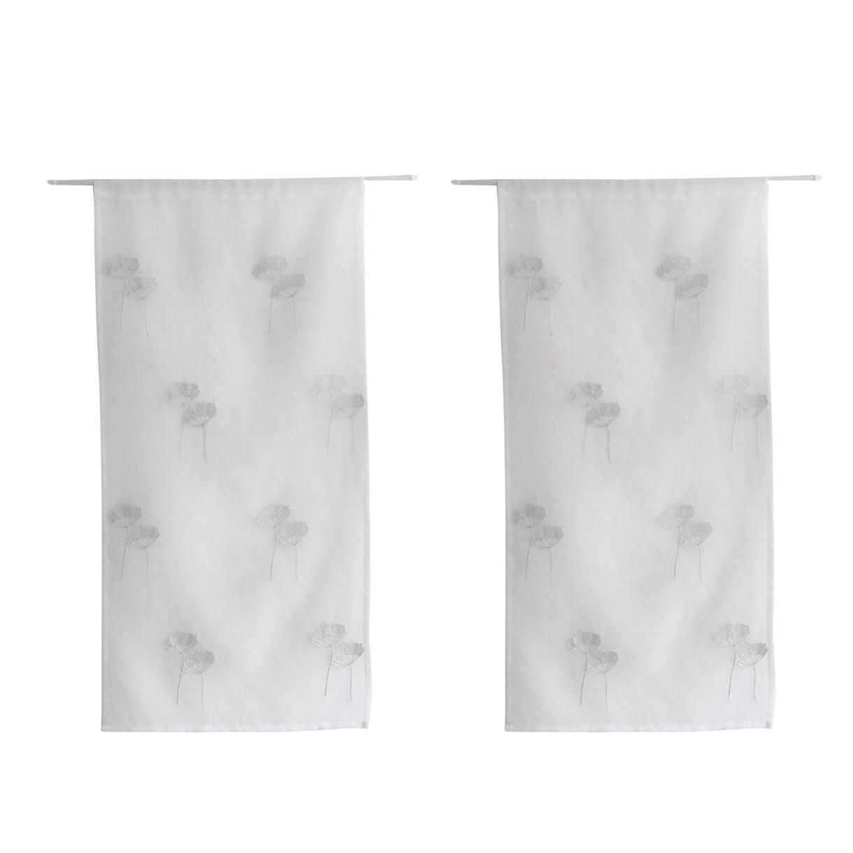 Coppia di tende trasparenti ricamate (60 x 120 cm) Cosmos Bianco 1