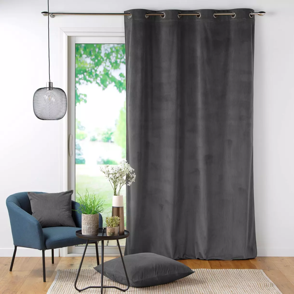 Overgordijn (140 x 260 cm) Casual Antraciet 1