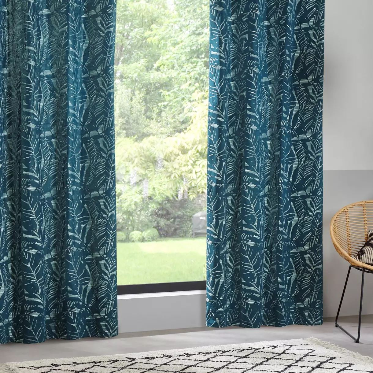 Rideau (140 X 260 cm) Folha Bleu canard 1