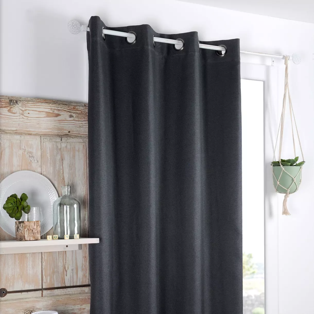 Rideau obscurcissant (140 x 180 cm) Copenhague Gris anthracite 1