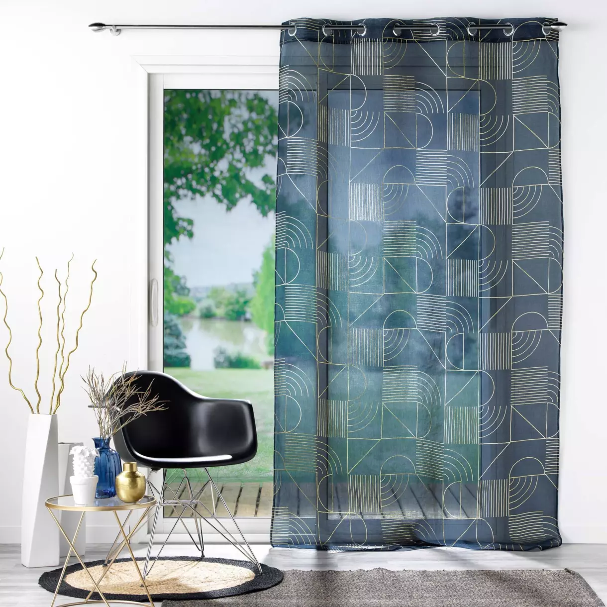 Visillo (140 x 280 cm) Lineor Azul marino 1