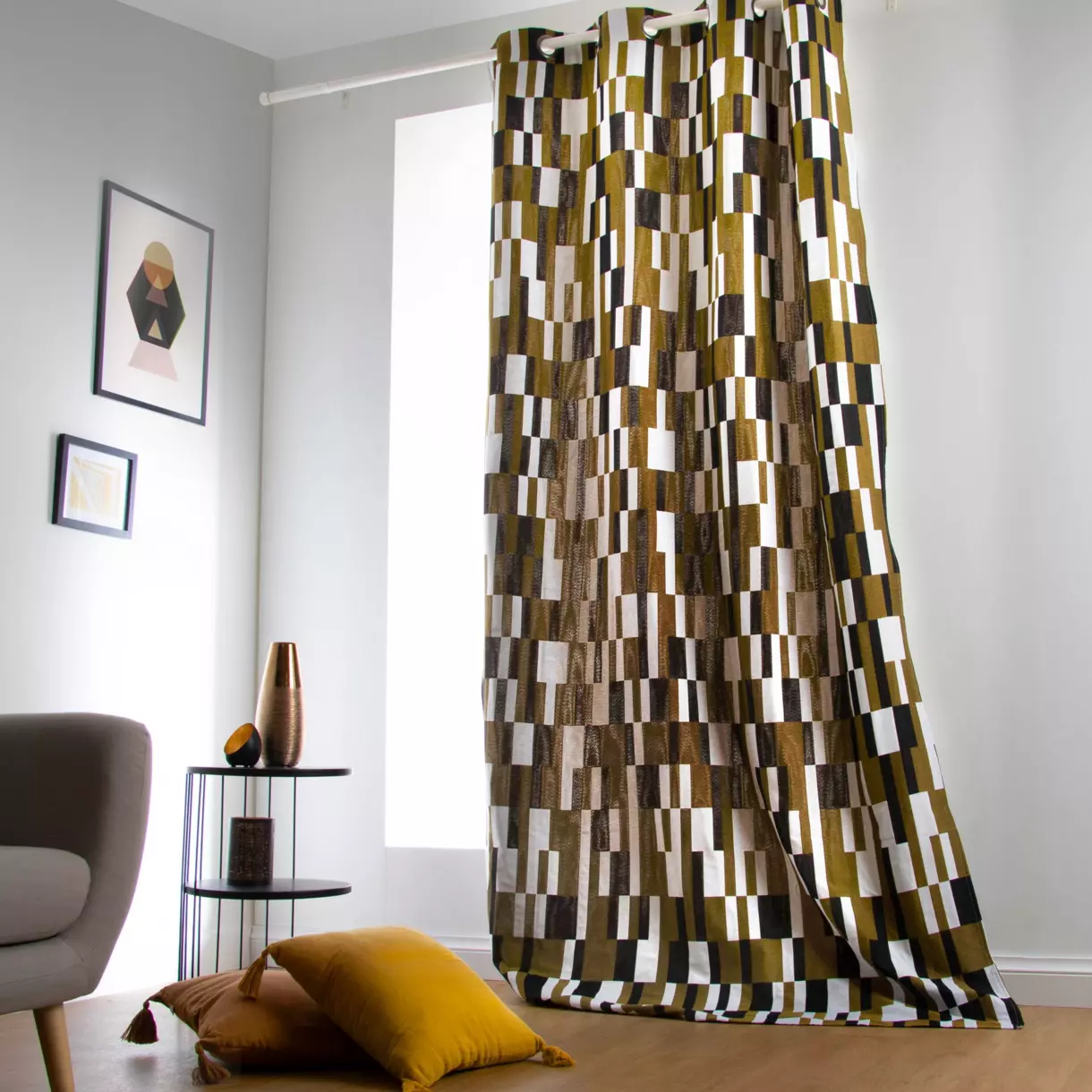 Cortina semi-opaca (140 x 260 cm) Domino Marrón 1