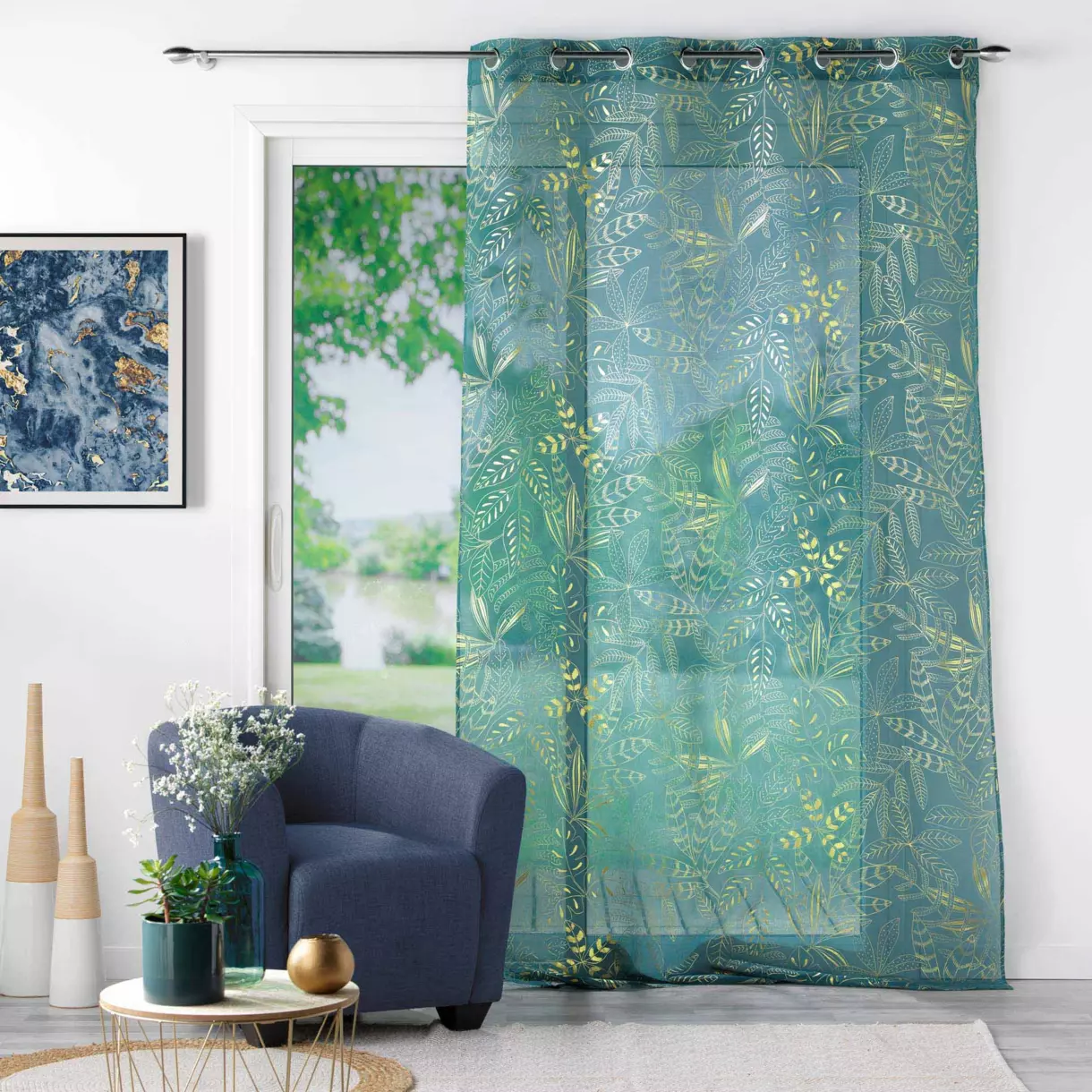 Visillo (140 x 280 cm) Belflor Verde esmeralda 1