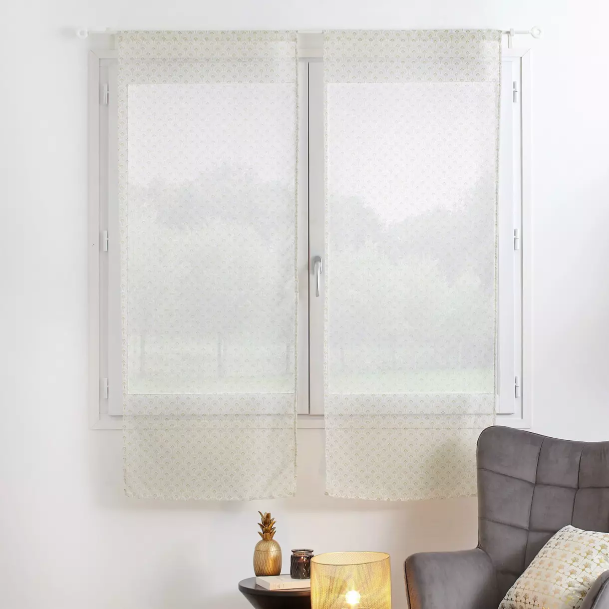 Par de visillos (60 x 160 cm) Deva Beige 1