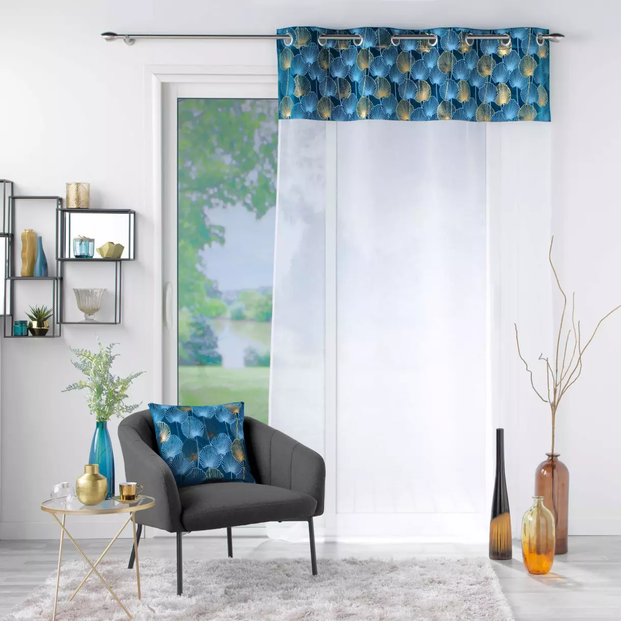 Voilage (140 x 280 cm) Clairine Bleu 1
