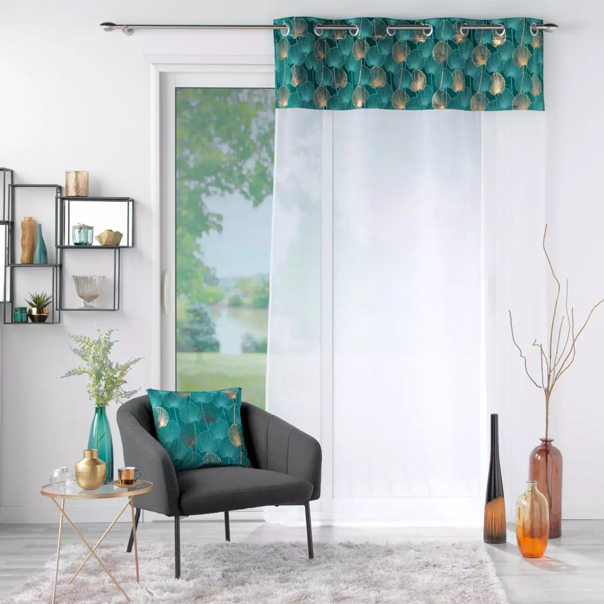 Voilage (140 x 280 cm) Clairine Vert émeraude 1