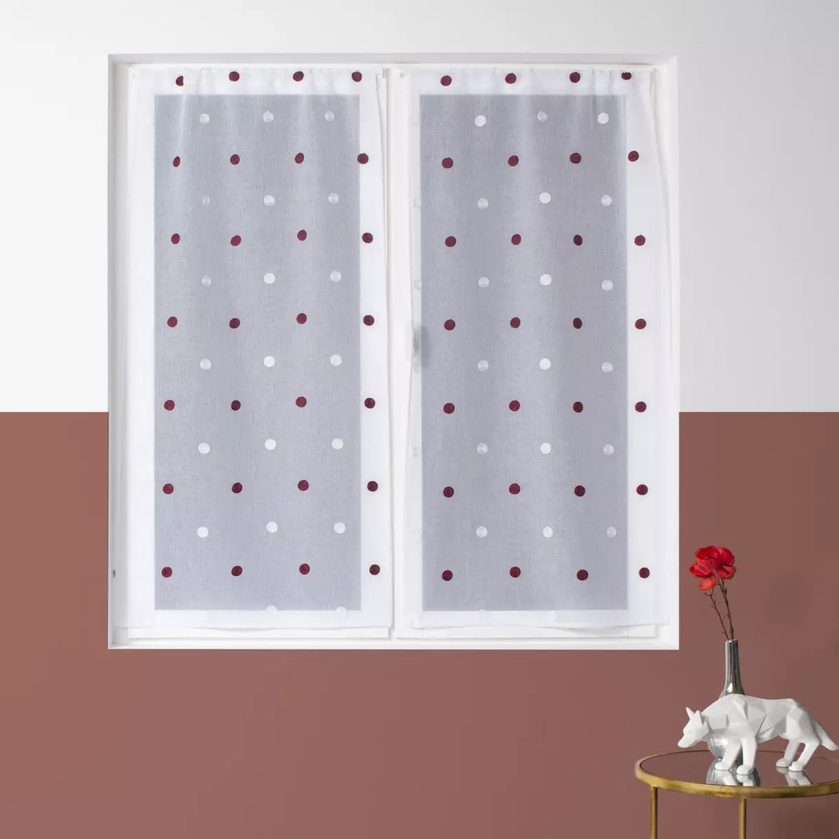 Paire de voilage (60 x 90 cm) Smarties Bordeaux 1