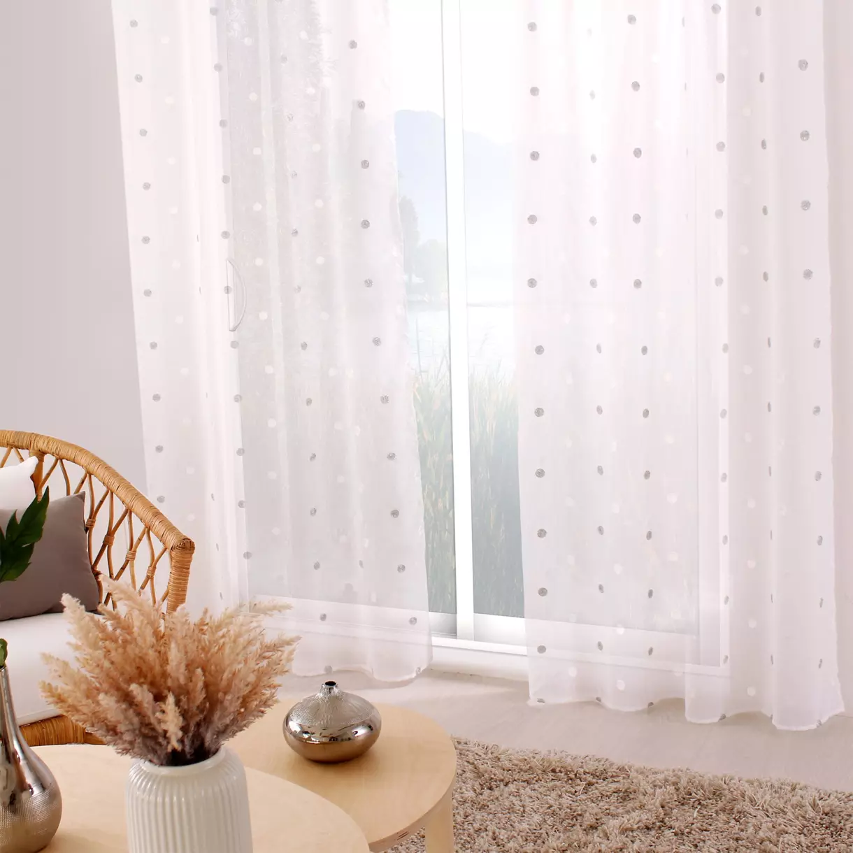 Visillo (140 x 240 cm) Smarties Blanco 1