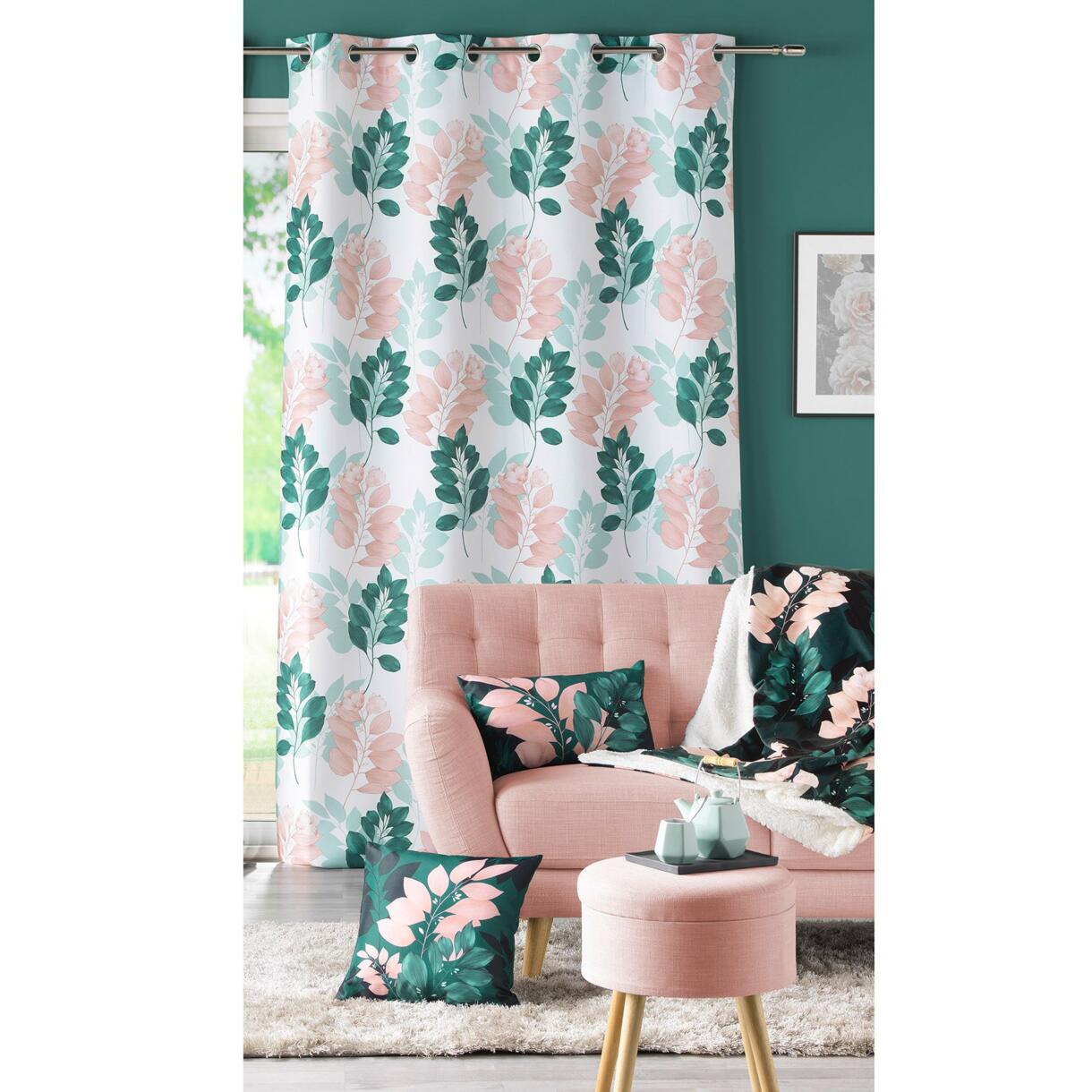 Vorhang (140 x 280 cm) Belline Weiß und smaragdgrün 1
