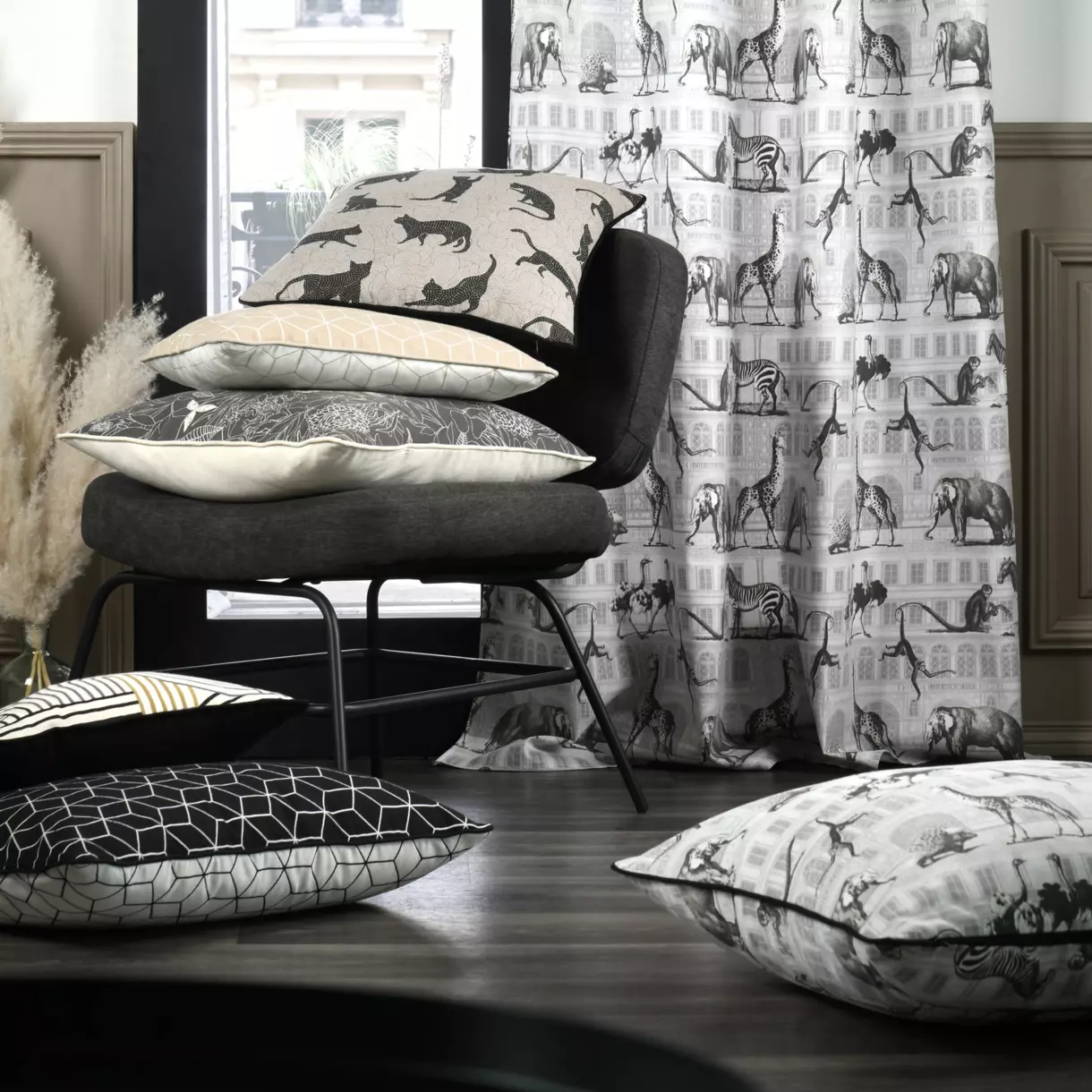 Cortina semi opaca (135 x 250 cm) Haussmann Gris 1