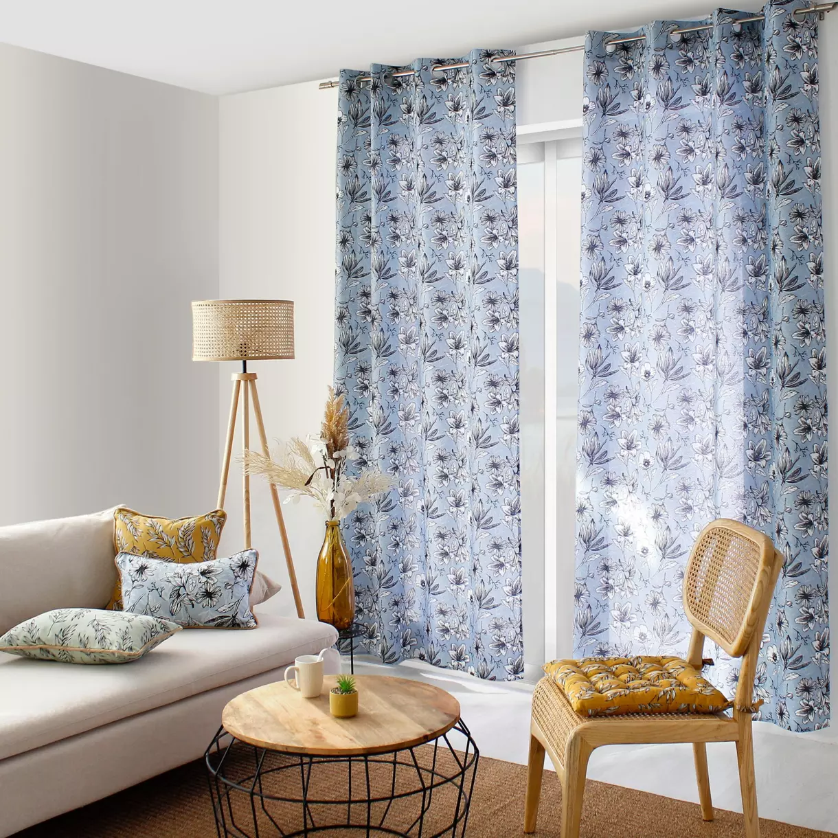 Cortina semi opaca (135 x 240 cm) Lily Azul 1