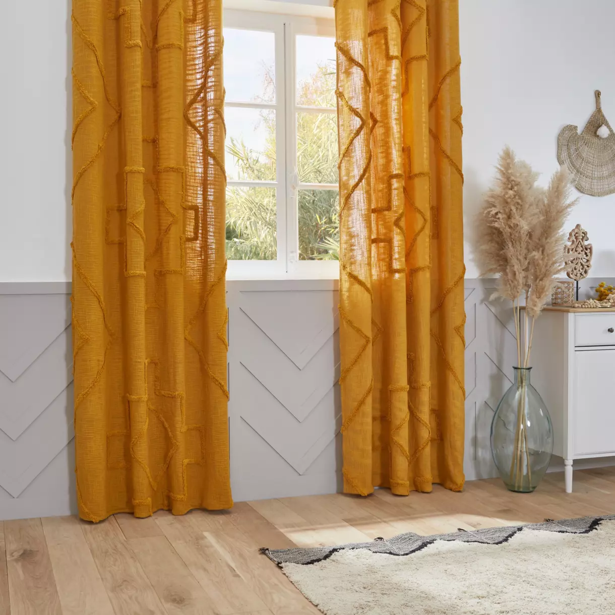 Cortina semi-opaca (130 x 260 cm) Inca Amarillo ocre 1